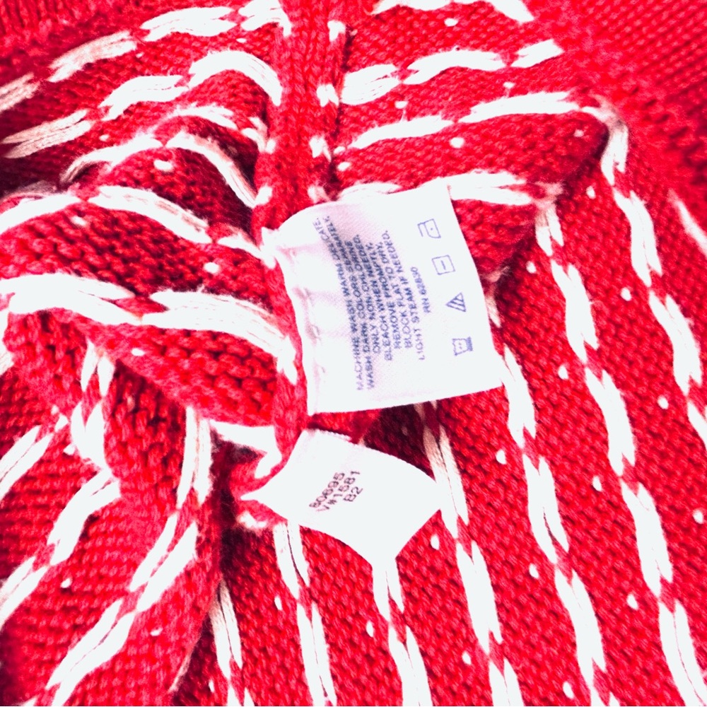 VTG Lands End Red 1/4 Zip Nordic ❄️ Christmas sweater heavy cotton knit XXL - Picture 6 of 9